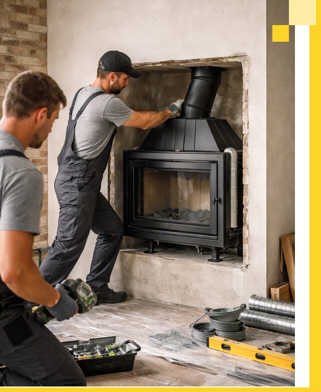 Установка каминных топок в Волхове: монтаж, подключение