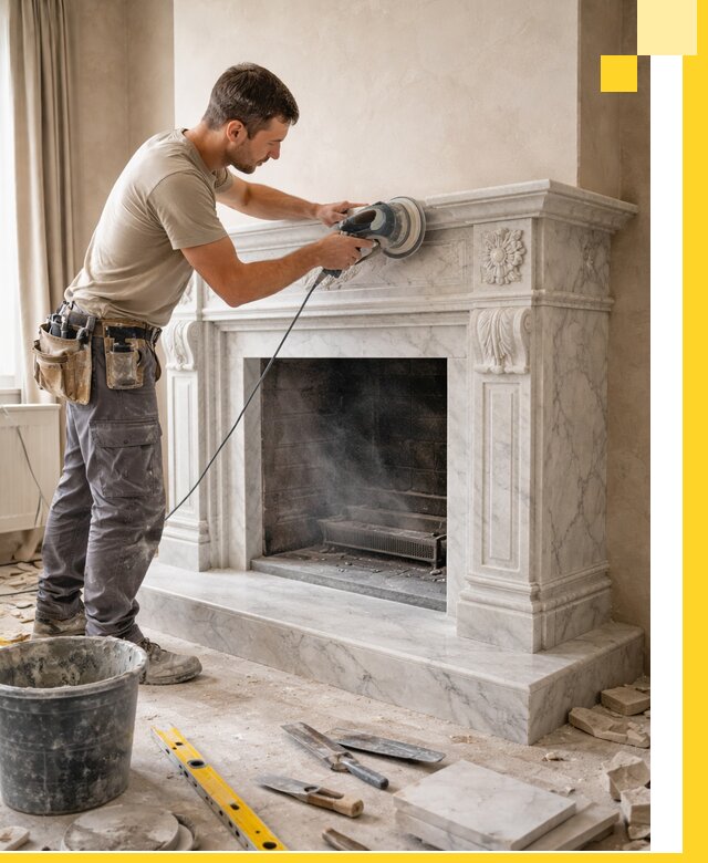 Изготовление и установка мраморных каминов в Волхове под ключ