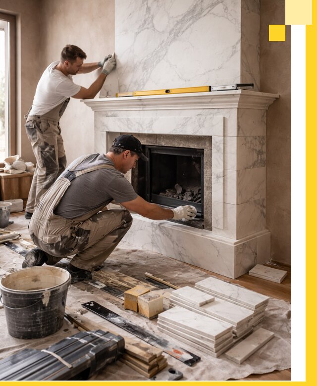 Отделка каминов в Волхове качественные облицовочные работы