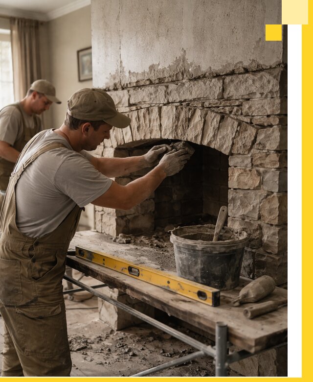 Изготовление каминов под ключ в Волхове, монтаж и отделка