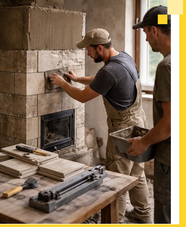 Профессиональная облицовка печей в Волхове: керамика и камень