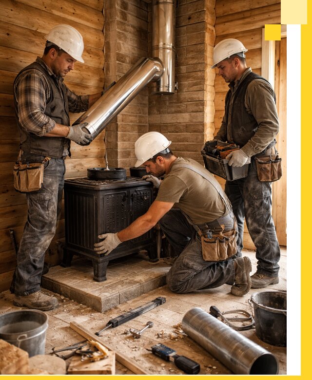 Профессиональный монтаж банных печей и дымоходов в Волхове