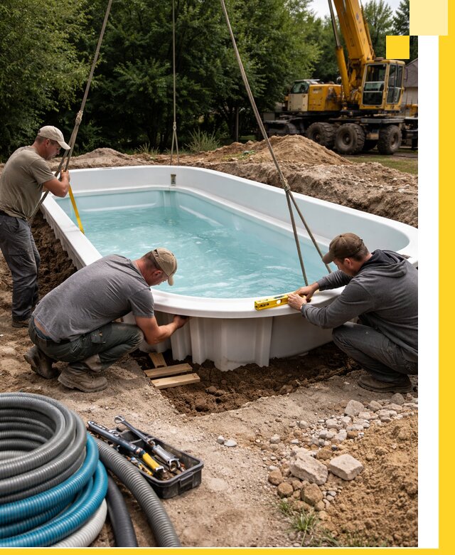 Установка и монтаж композитных бассейнов под ключ в Волхове