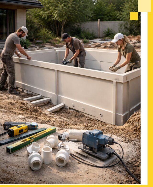 Установка полипропиленовых бассейнов под ключ в Волхове