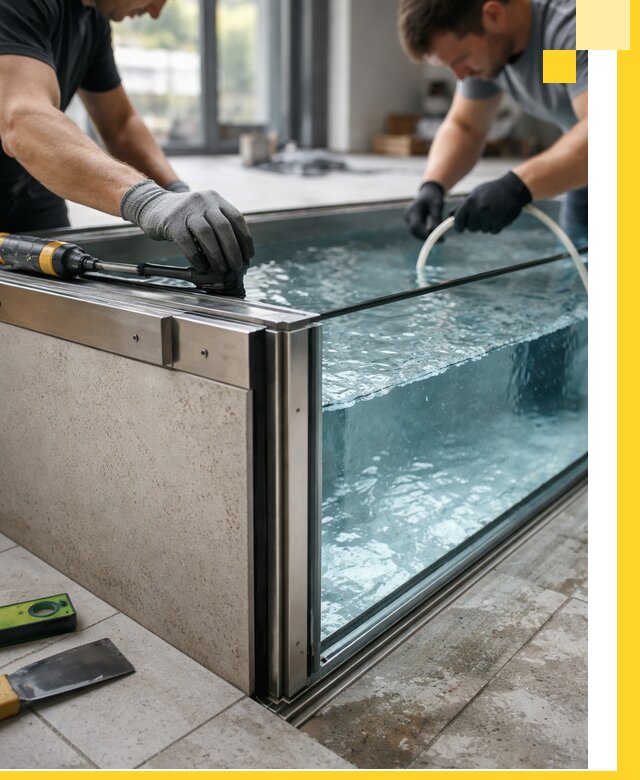 Проектирование и монтаж стеклянных бассейнов в Волхове