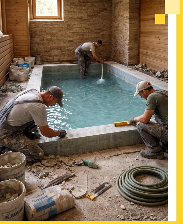 Проектирование и строительство бассейнов для бани в Волхове