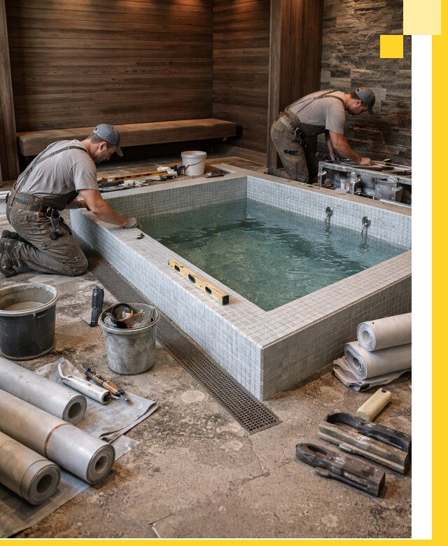 Установка и строительство бассейнов для сауны в Волхове