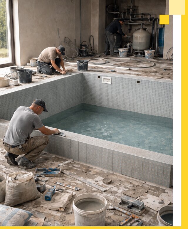 Строительство и монтаж бассейнов в помещении в Волхове