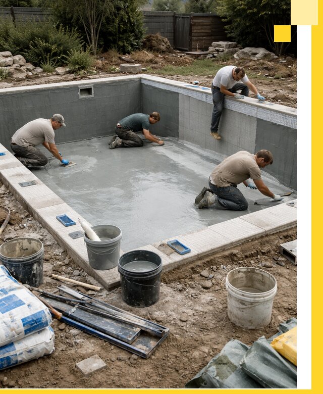 Изготовление и монтаж чаши бассейна под ключ в Волхове