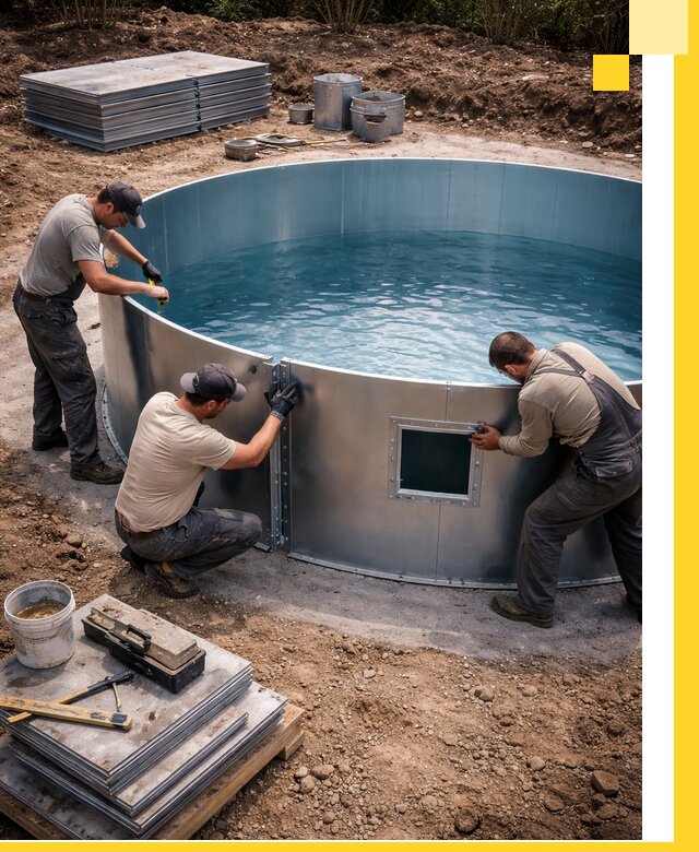 Круглые бассейны под ключ в Волхове проектирование и монтаж