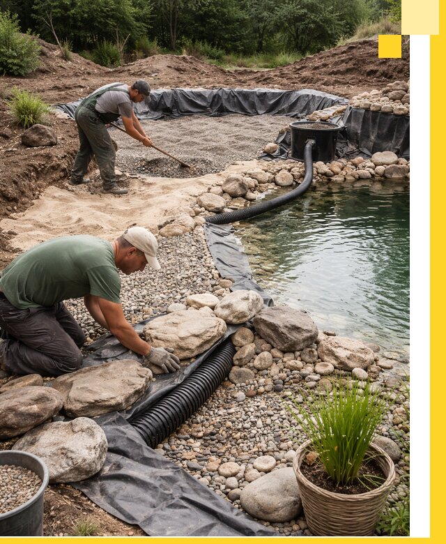 Строительство природных бассейнов и озер в Волхове под ключ