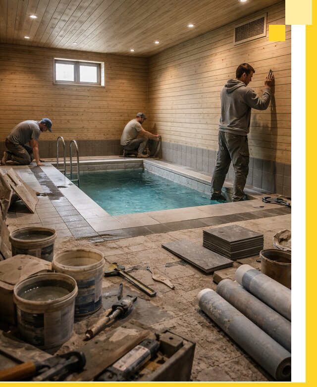 Строительство бани с бассейном и сауной под ключ в Волхове