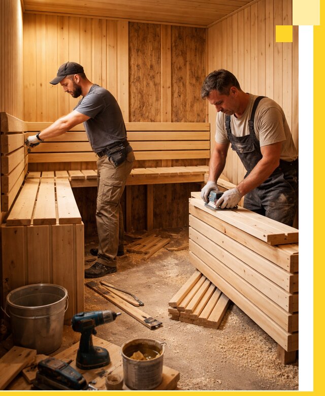 Профессиональный комплексный ремонт саун под ключ в Волхове