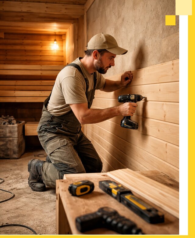 Профессиональная внутренняя отделка бани в Волхове под ключ