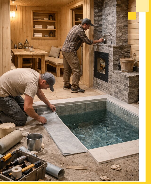 Строительство бань с комнатой отдыха под ключ в Волхове