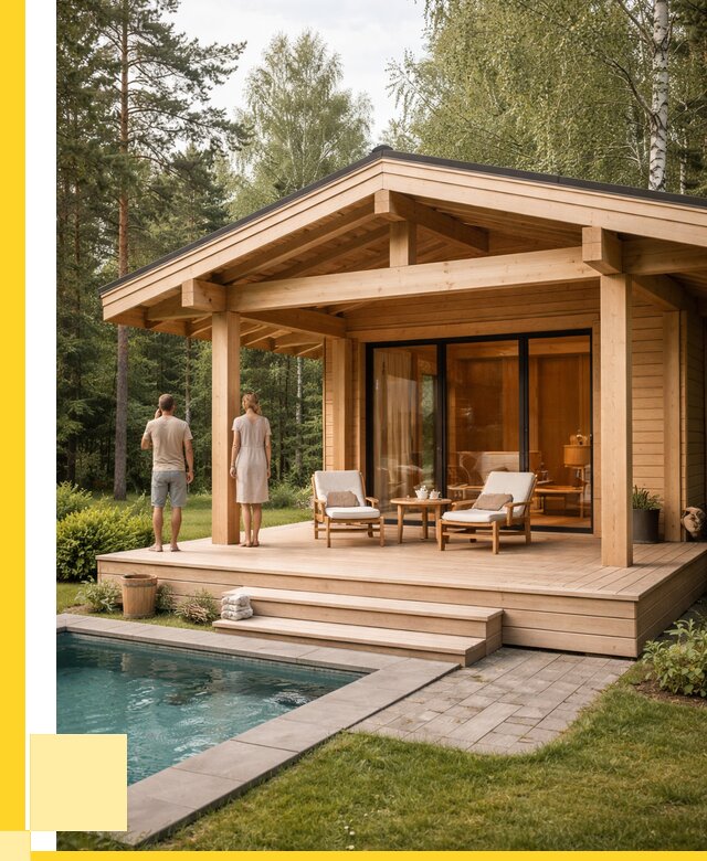 Бани с террасой под ключ в Волхове от 628080 р. | ЭриданВлх