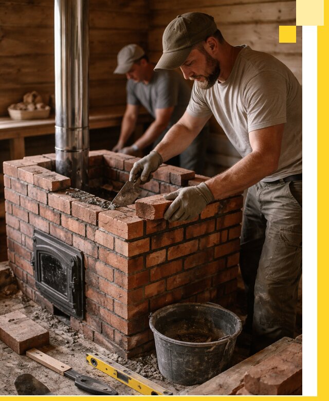 Кирпичные печи для бани под ключ в Волхове, проект и монтаж