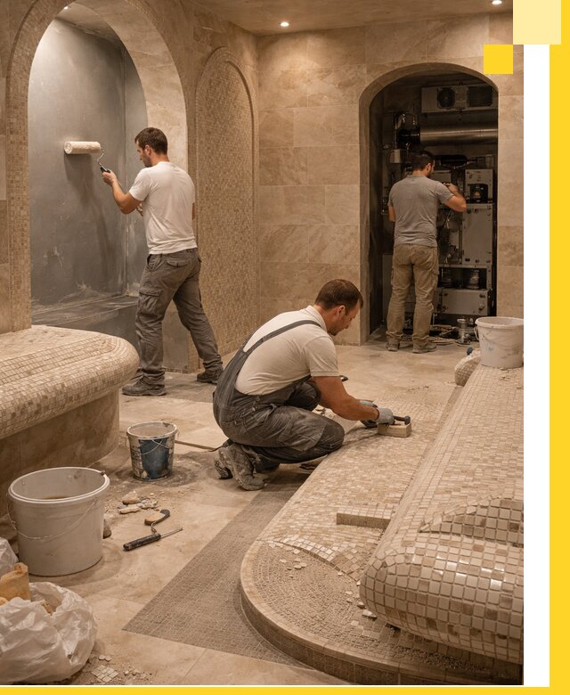 Строительство бани с хамамом и бассейном под ключ в Волхове