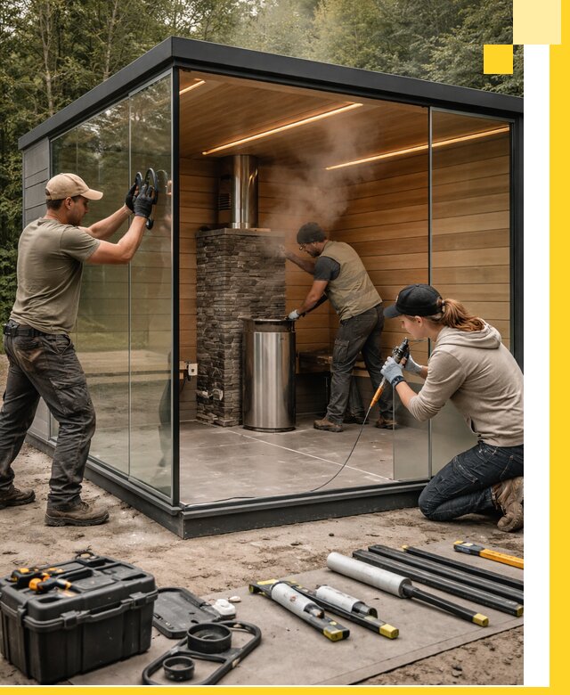 Проектирование и строительство стеклянных бань в Волхове