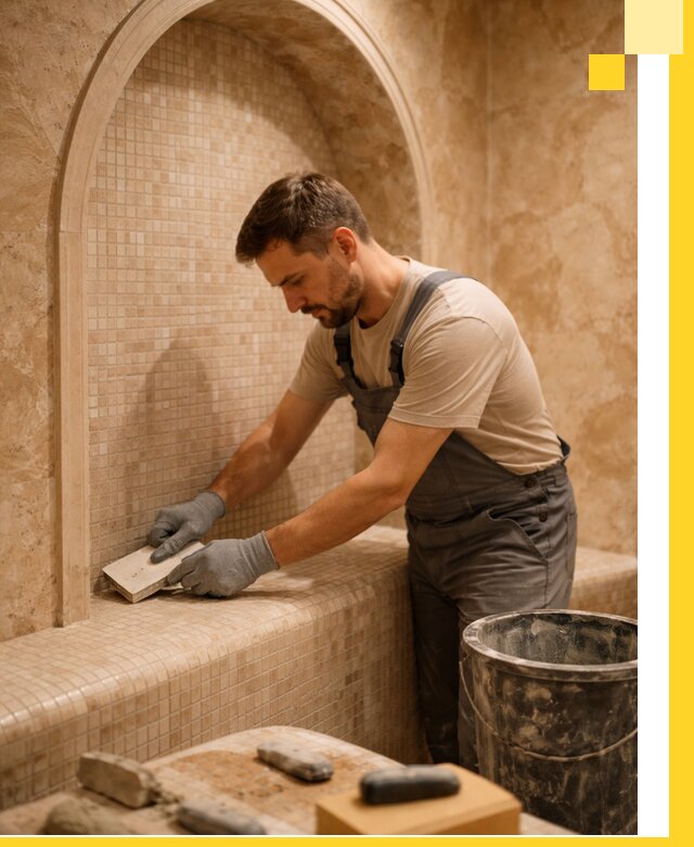 Профессиональная отделка хамамов с мозаикой под ключ в Волхове