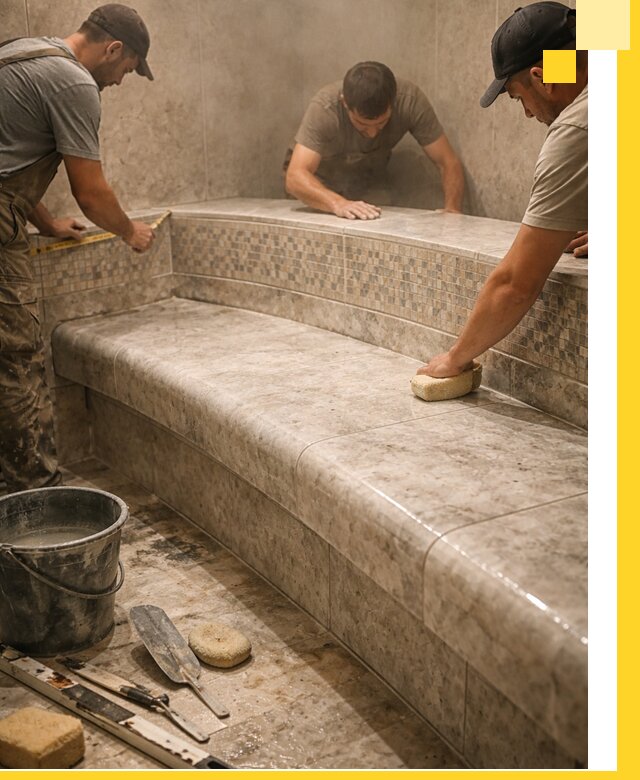 Изготовление и установка сидений для хамама в Волхове